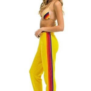 AVIATOR NATION - NEW 5 Stripe Sweatpants ~ Lemon/Yellow/Purple SOLD OUT